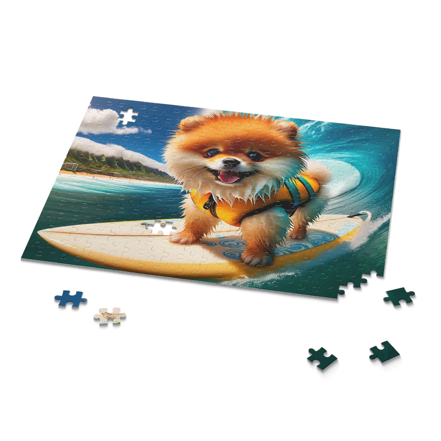 Surf Pups! Surfing Pomeranian Puppy Puzzle 10 - (120, 252, 500-Piece)