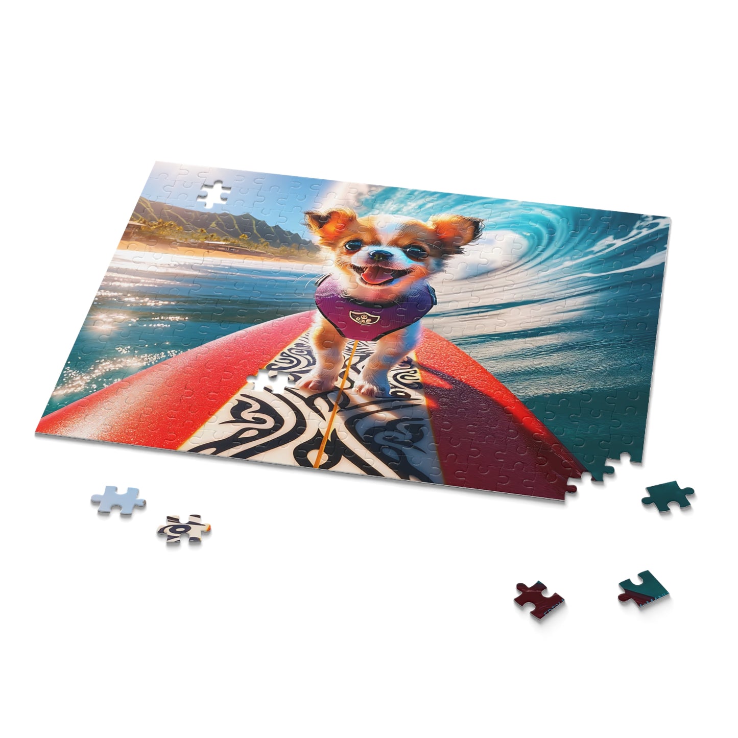 Surf Pups! Surfing Chihuahua Puppy Puzzle 6 - (120, 252, 500-Piece)