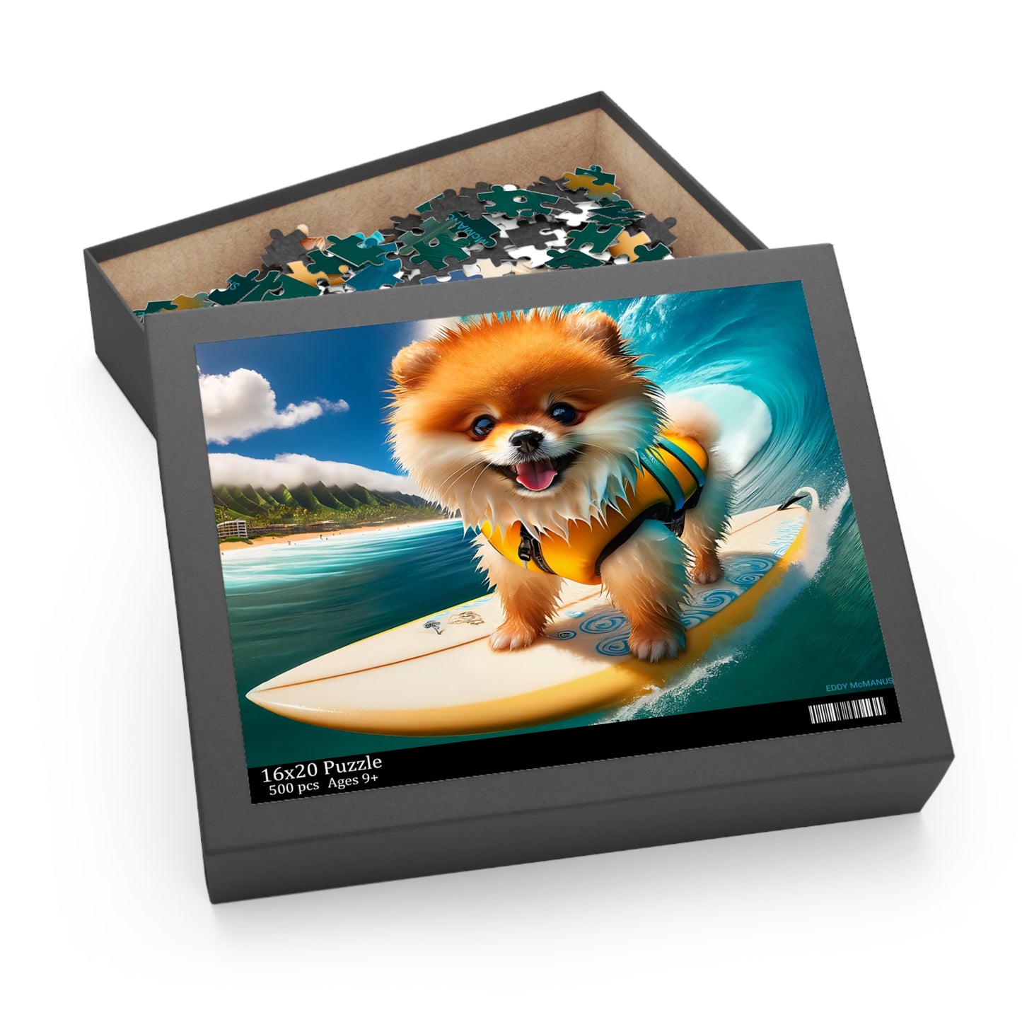 Surf Pups! Surfing Pomeranian Puppy Puzzle 10 - (120, 252, 500-Piece)