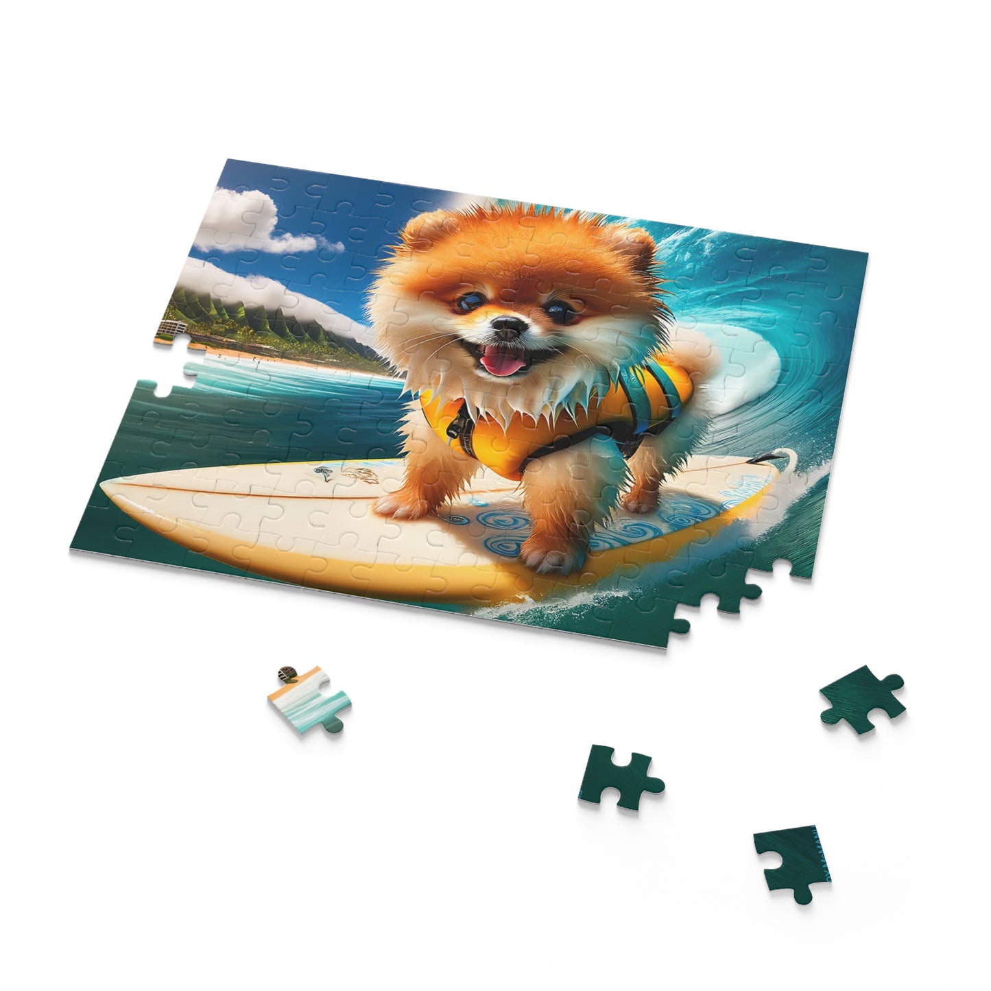 Surf Pups! Surfing Pomeranian Puppy Puzzle 10 - (120, 252, 500-Piece)