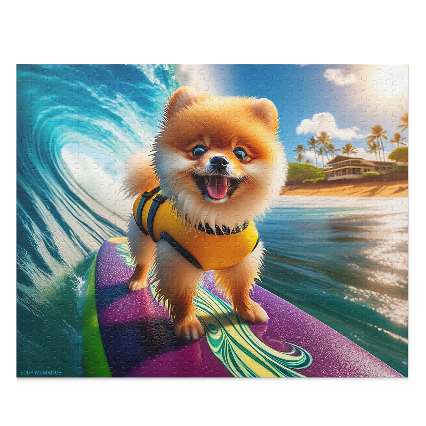 Surf Pups! Surfing Pomeranian Puppy Puzzle 5 - (120, 252, 500-Piece)