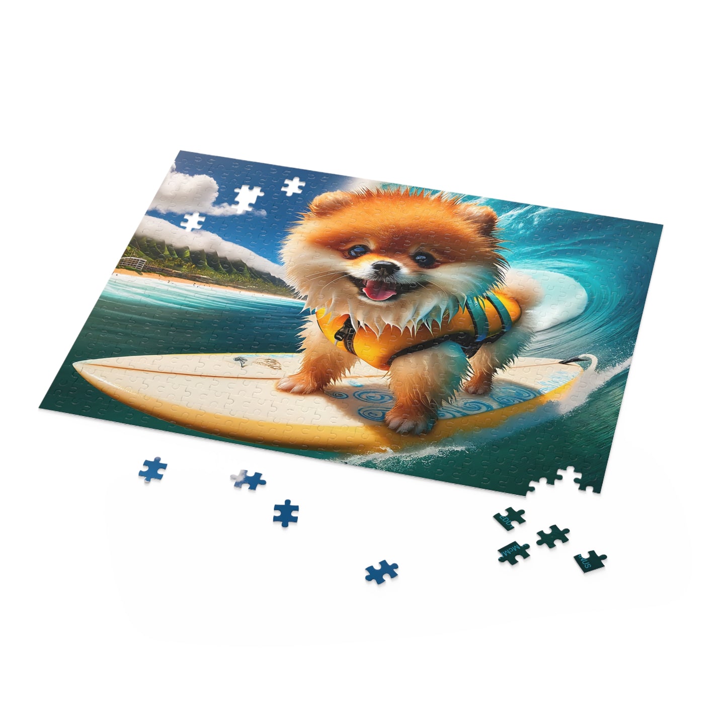 Surf Pups! Surfing Pomeranian Puppy Puzzle 10 - (120, 252, 500-Piece)