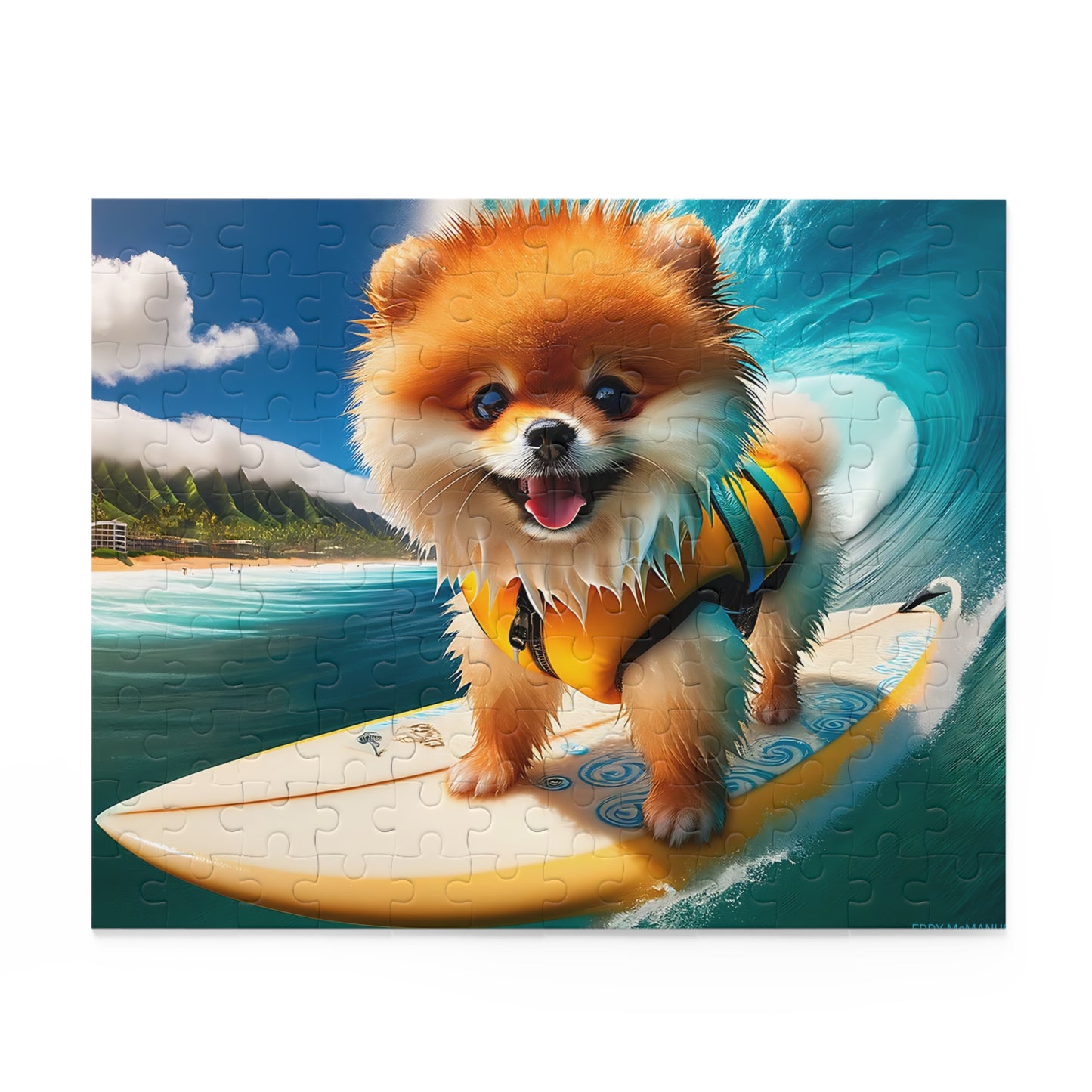Surf Pups! Surfing Pomeranian Puppy Puzzle 9 - (120, 252, 500-Piece)
