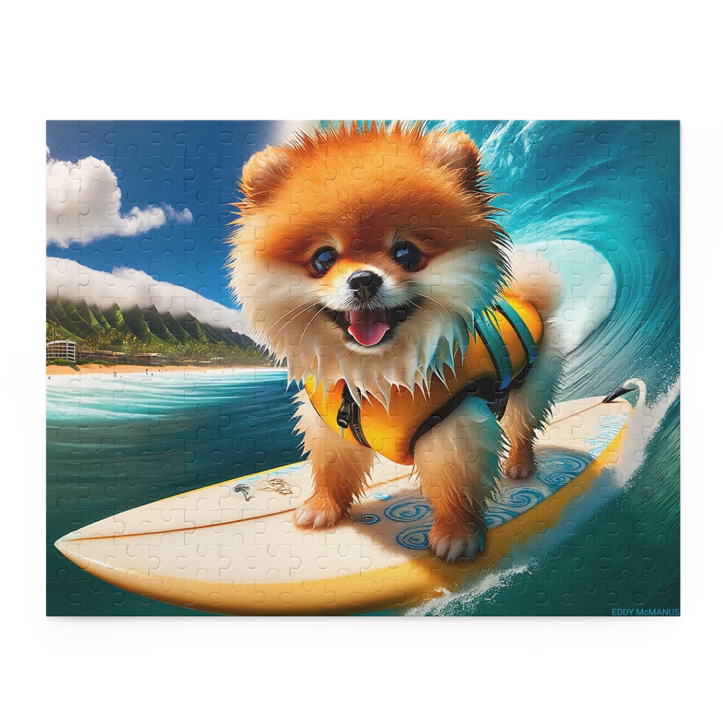 Surf Pups! Surfing Pomeranian Puppy Puzzle 10 - (120, 252, 500-Piece)